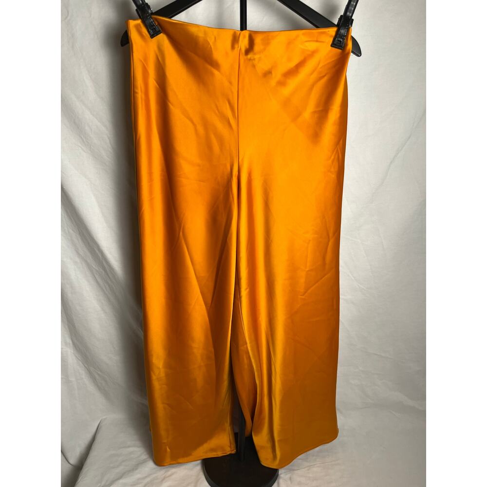 Joie Women’s Wide Leg Satin Pants Yellow Gold Size 8— Lightweight Flow Draped